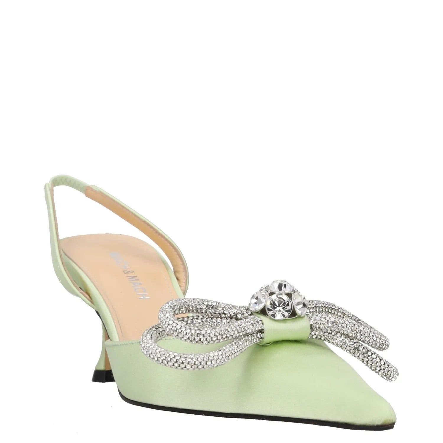 MACH & MACH Womens Slingback Heels Green Embellished Pointed Toe UK 2 RRP 500 — View 2
