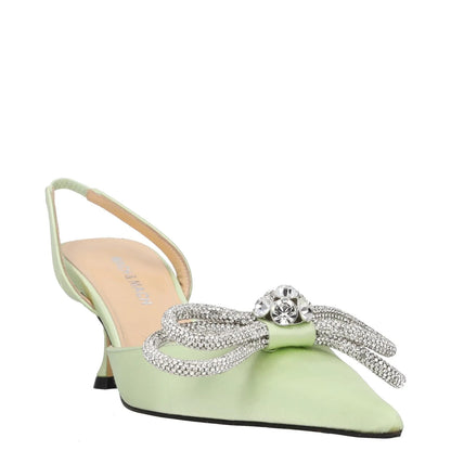 MACH & MACH Womens Slingback Heels Green Embellished Pointed Toe UK 2 RRP 500 — View 2