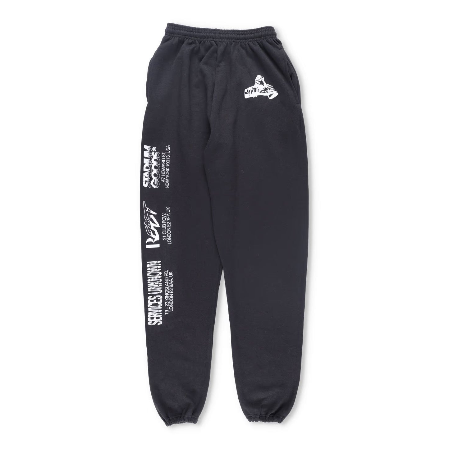 RUSSELL Mens Joggers Black Pockets White Writing Sweatpants Size M RRP 120