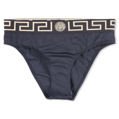 VERSACE Womens Bikini Bottom Logo Elasticated Waist Black Bikini Size 3 RRP 150