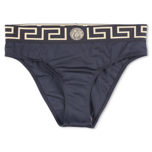 VERSACE Womens Bikini Bottom Logo Elasticated Waist Black Bikini Size 3 RRP 150