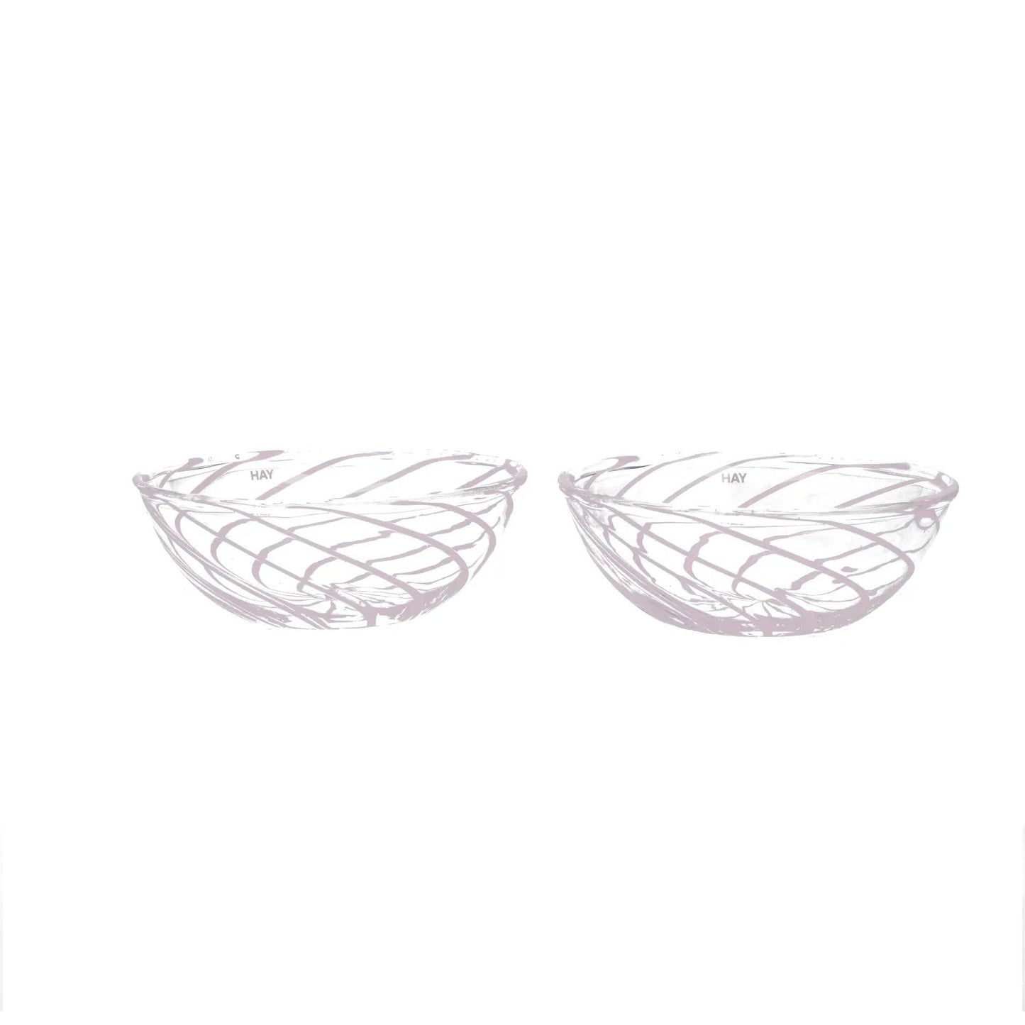 HAY Pink Glass Bowl Set Swirl Pattern Smooth Finish Modern Dining RRP 60 — View 9