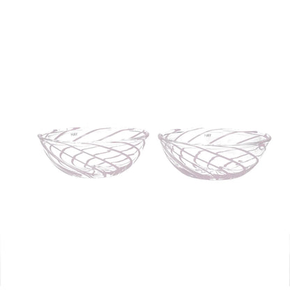 HAY Pink Glass Bowl Set Swirl Pattern Smooth Finish Modern Dining RRP 60 — View 9