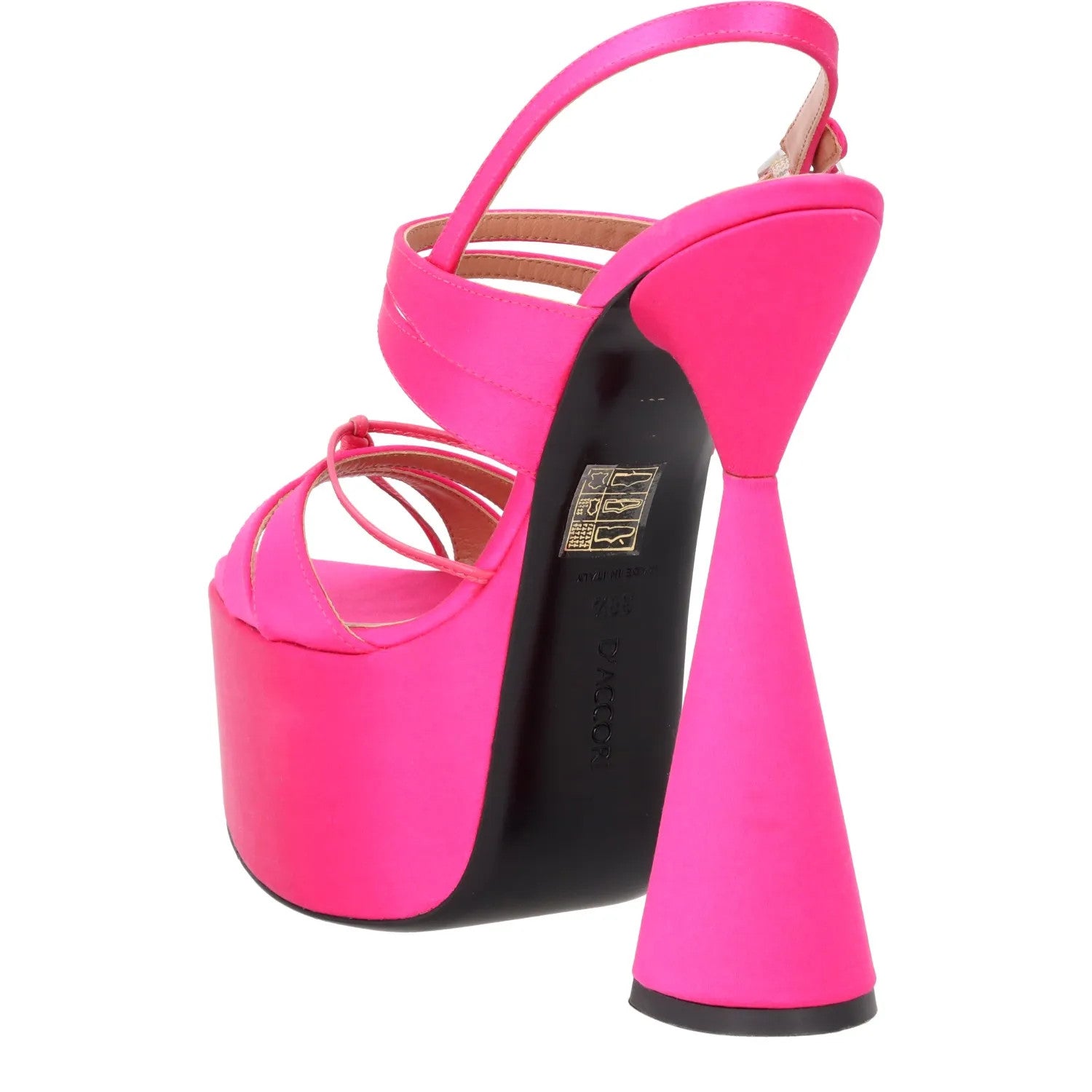 DACCORI Womens Strappy Platform Slingback Sandal Satin Pink EU 38.5 RRP 795 — View 5