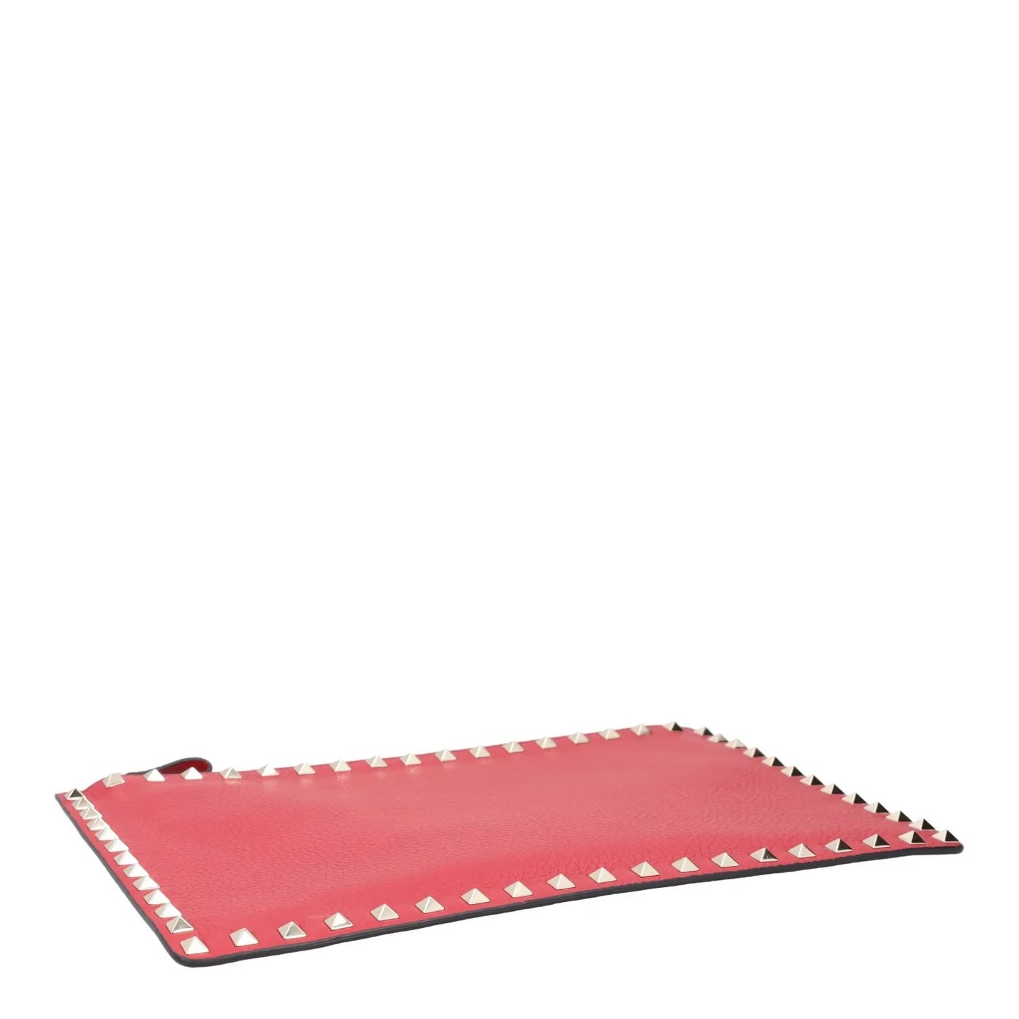 VALENTINO Womens Clutch Bag Red Leather Silver Studded Logo Size S RRP 700 — View 3