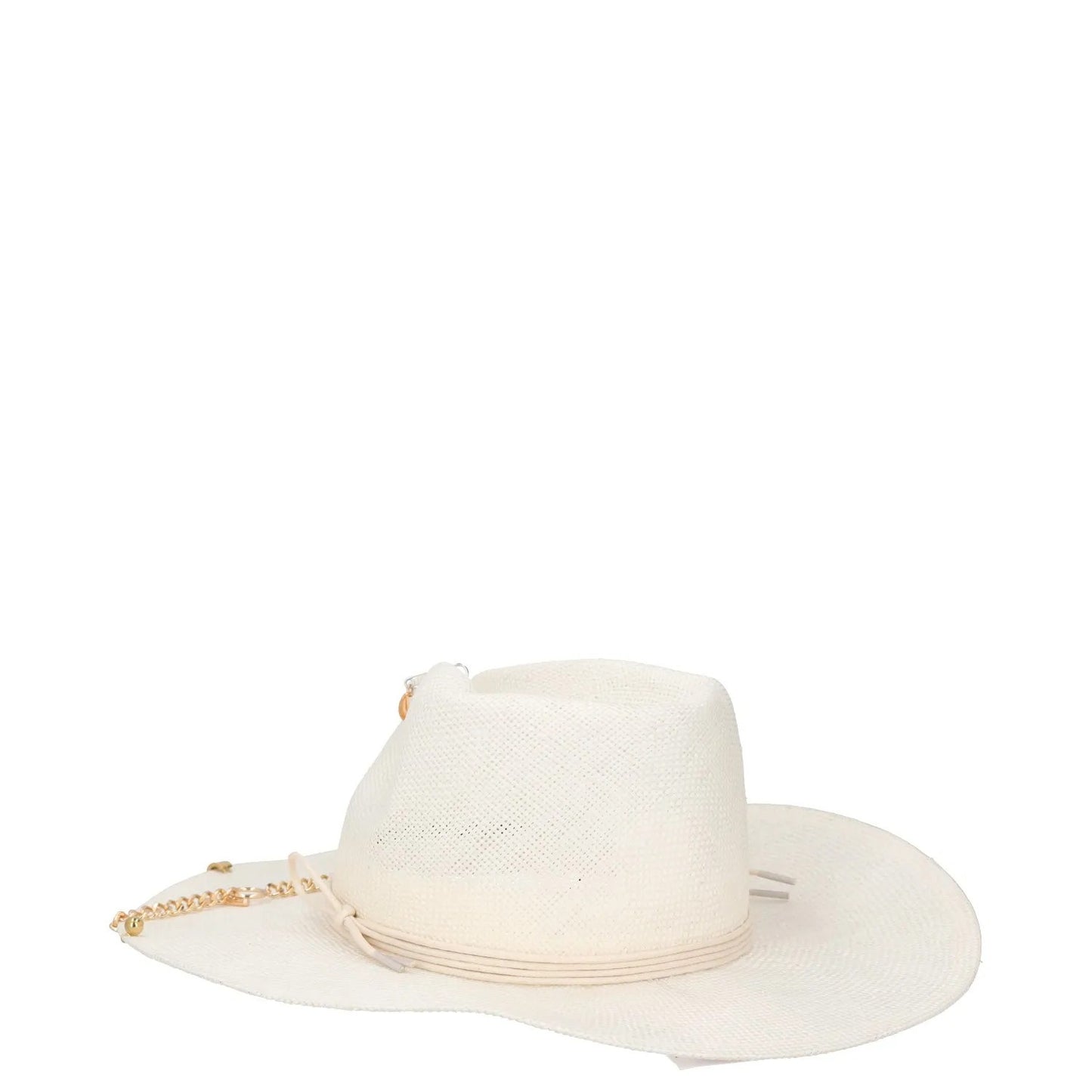 RUSLAN BAGINSKIY Womens Pierced Chain Strap Fedora Hat White Size L RRP 400 — View 4