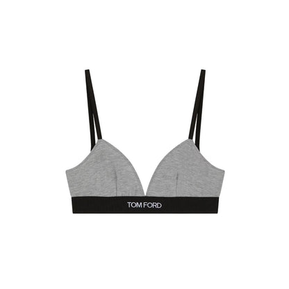 TOM FORD Womens Soft Cup Bra Jersey Logo Band Grey Strap Size XS RRP 155