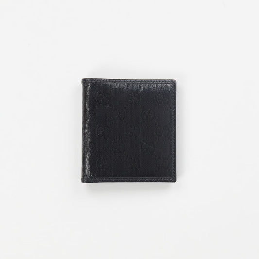 GUCCI Men's Crystal Ao Bifold Wallet Black Canvas Logo One Size RRP 300