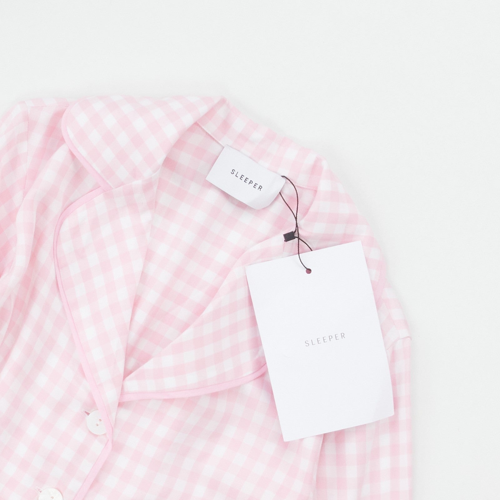 SLEEPER Womens Pink Check Viscose Pyjama Set Button Long Sleeve XS RRP 330 — View 3