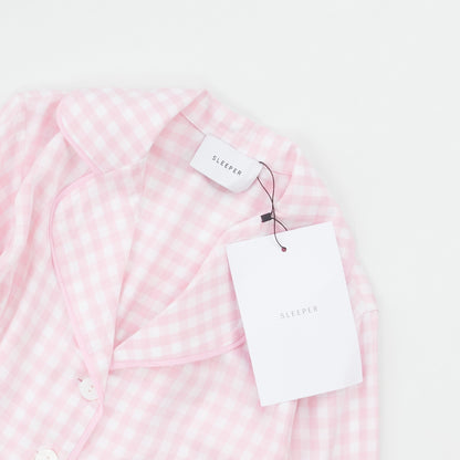 SLEEPER Womens Pink Check Viscose Pyjama Set Button Long Sleeve XS RRP 330 — View 3
