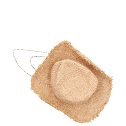 RUSLAN BAGINSKIY Womens Pearl Chain Frayed Fedora Hat Beige Neutrals M RRP 360 — View 7
