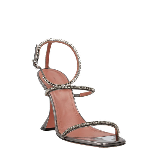 AMINA Womens Gilda Sandal High Heel Silver Leather Ankle Strap Open UK 7 RRP 965 — View 2