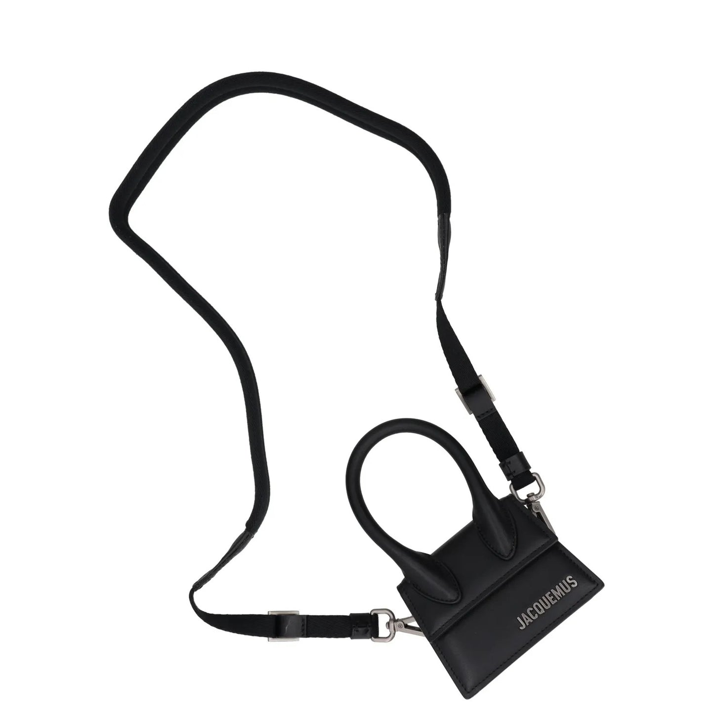 JACQUEMUS Womens Satchel Top Handle Bag Black Leather Silver Logo XS RRP 450 — View 9
