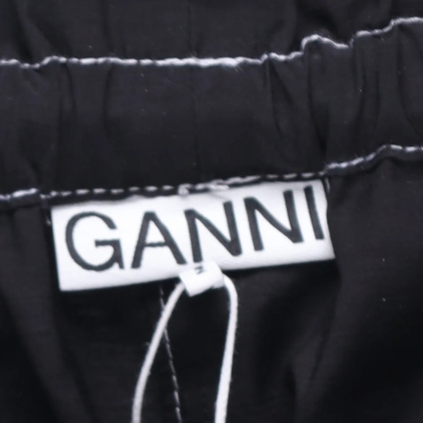 GANNI Womens Trousers Light Slub High Waist Pocket Tie Bottom Black 36 RRP 255 — View 6