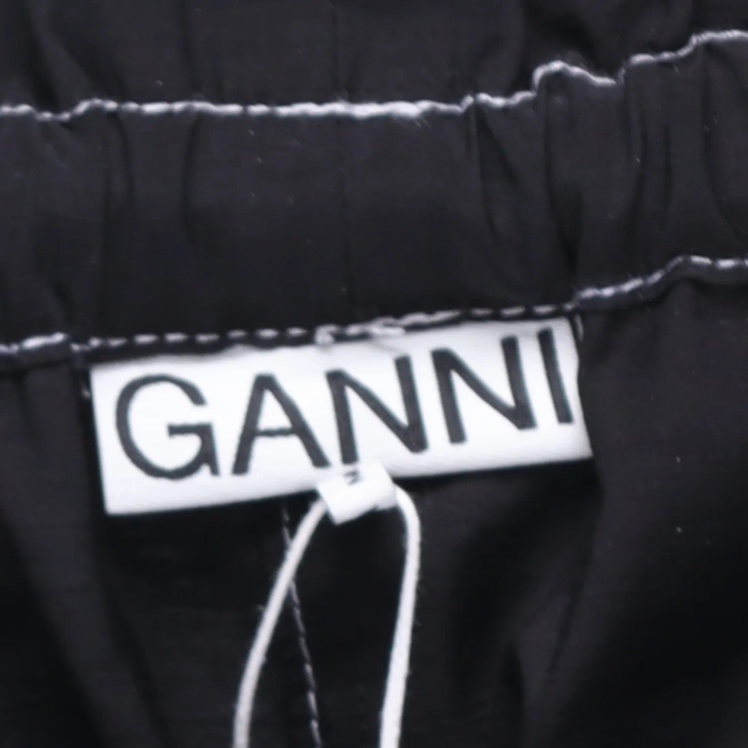 GANNI Womens Trousers Light Slub High Waist Pocket Tie Bottom Black 36 RRP 255 — View 6