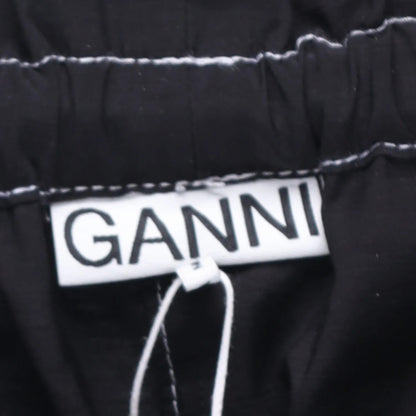 GANNI Womens Trousers Light Slub High Waist Pocket Tie Bottom Black 36 RRP 255 — View 6