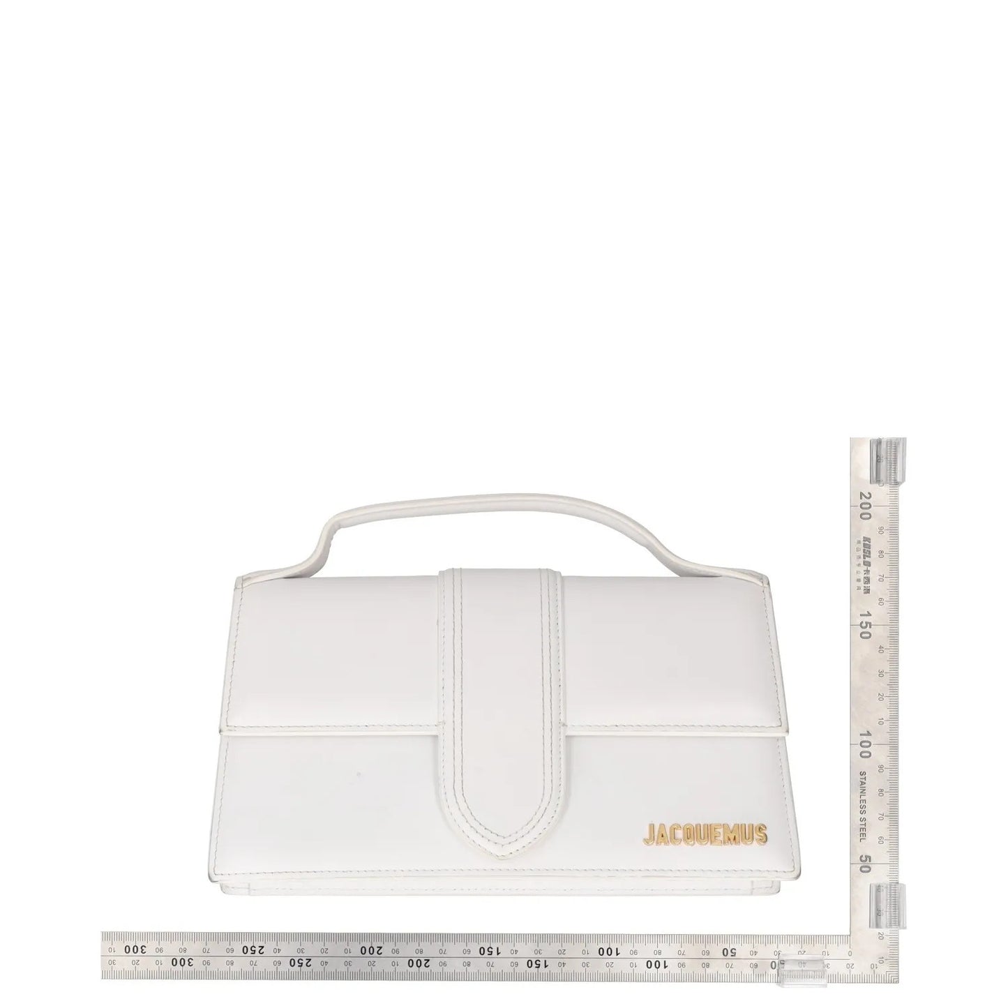 JACQUEMUS Womens Top Handle Bag White Leather Gold Logo Size M RRP 600 — View 10