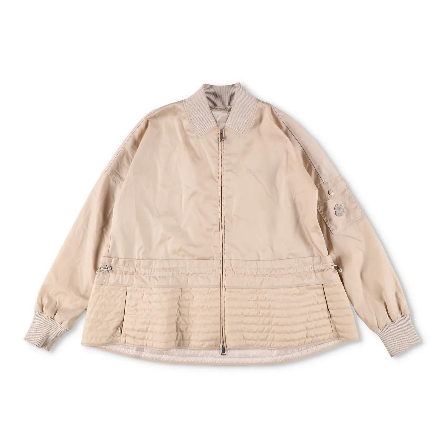 MONCLER Womens Bomber Jacket Beige Nylon Long Sleeve Quilted Zip RRP 1200 — View 7