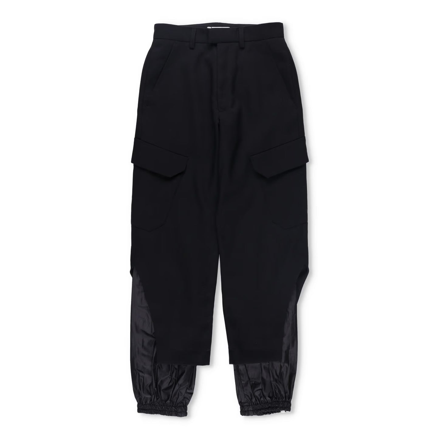 DELADA Mens Cargo Trousers Black Wool Blend Elastic Cuffs Size 25 RRP 250