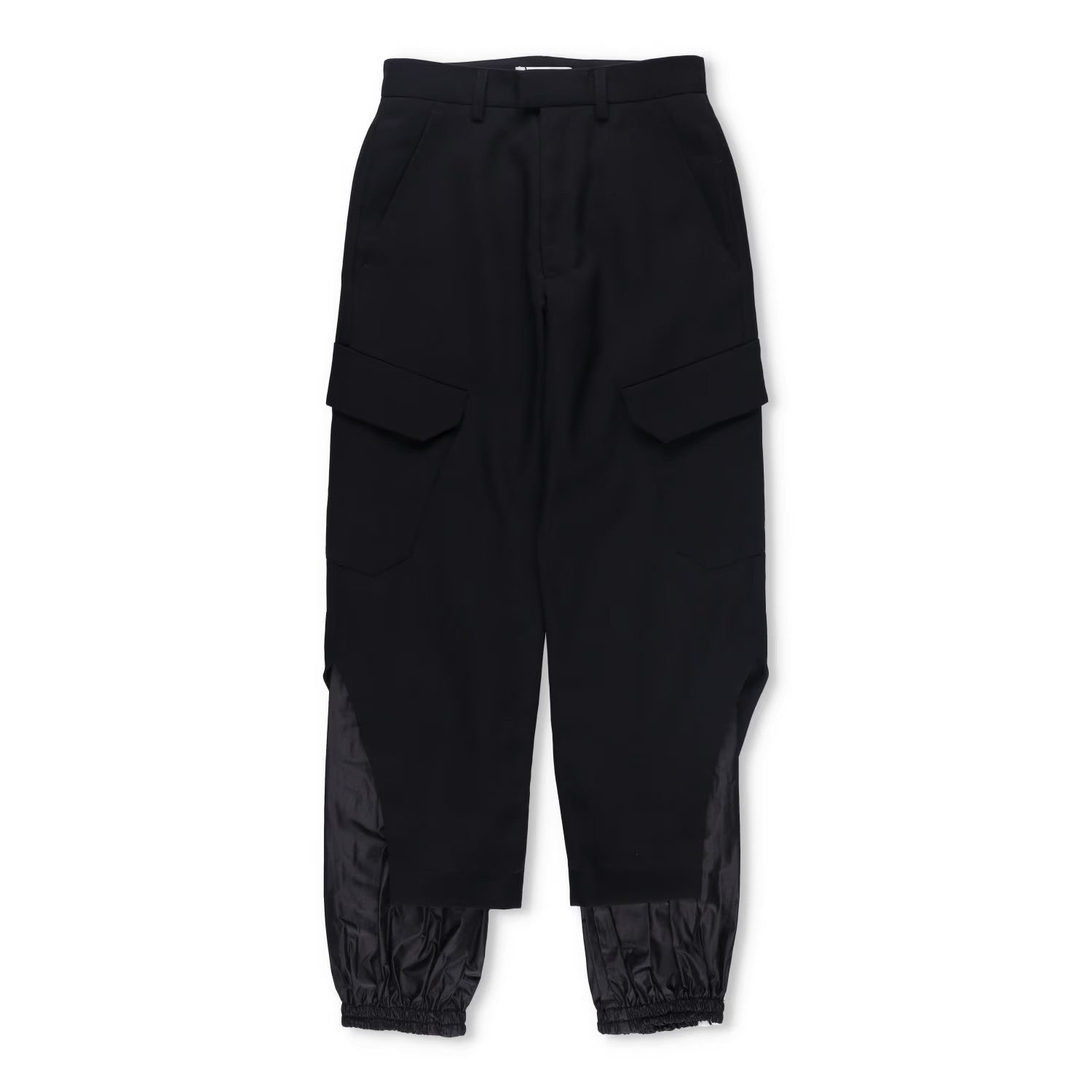 DELADA Mens Cargo Trousers Black Wool Blend Elastic Cuffs Size 25 RRP 250