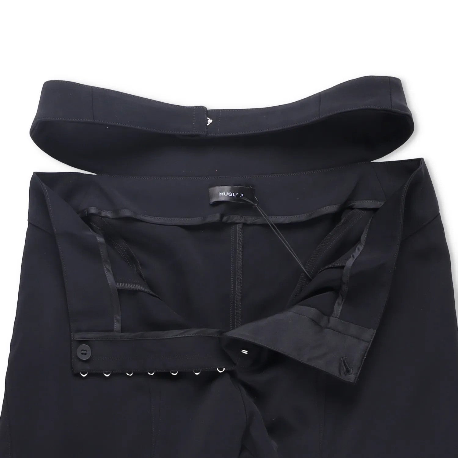 MUGLER Womens Flared Trousers Black Button Flat Front Size 42 RRP 1195 — View 8