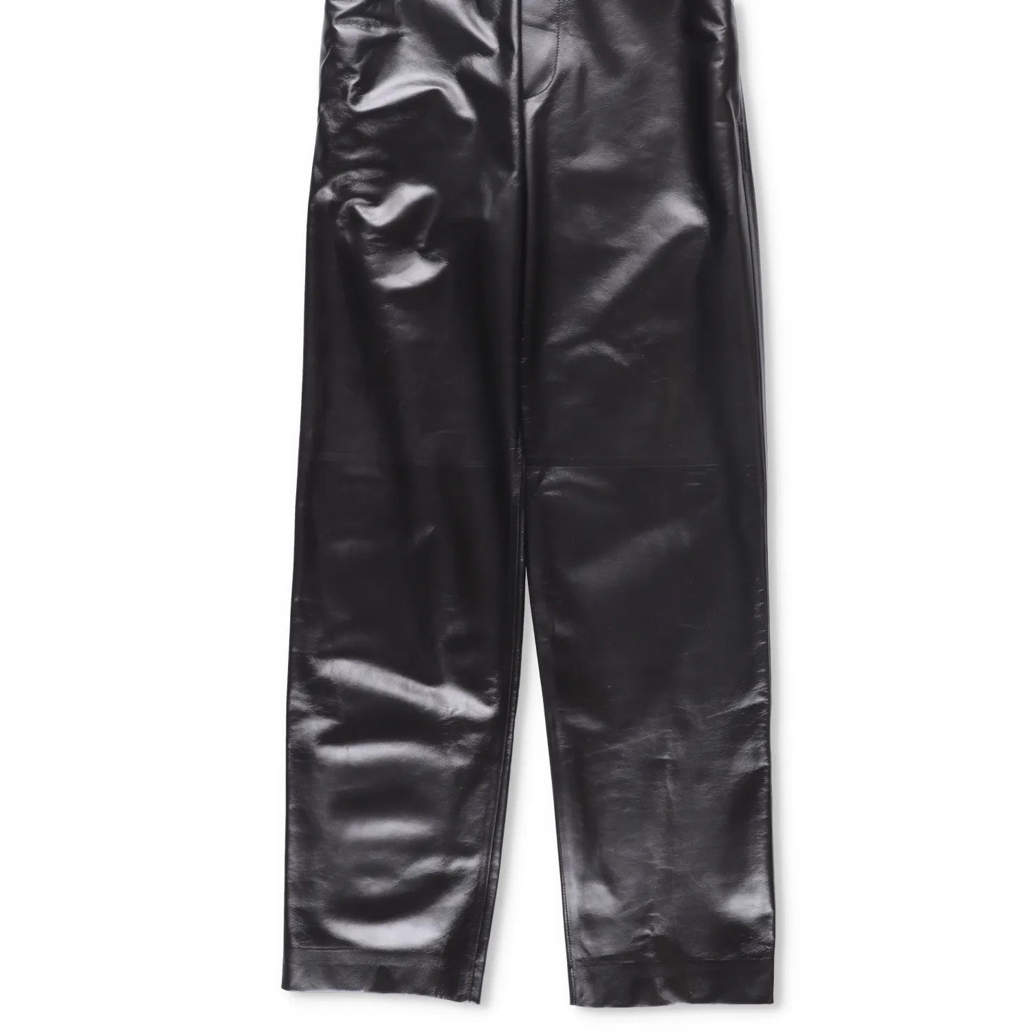 BOTTEGA VENETA Womens Leather Trousers Stretch Waist Straight Green 38 RRP 3682 — View 3