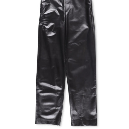 BOTTEGA VENETA Womens Leather Trousers Stretch Waist Straight Green 38 RRP 3682 — View 3