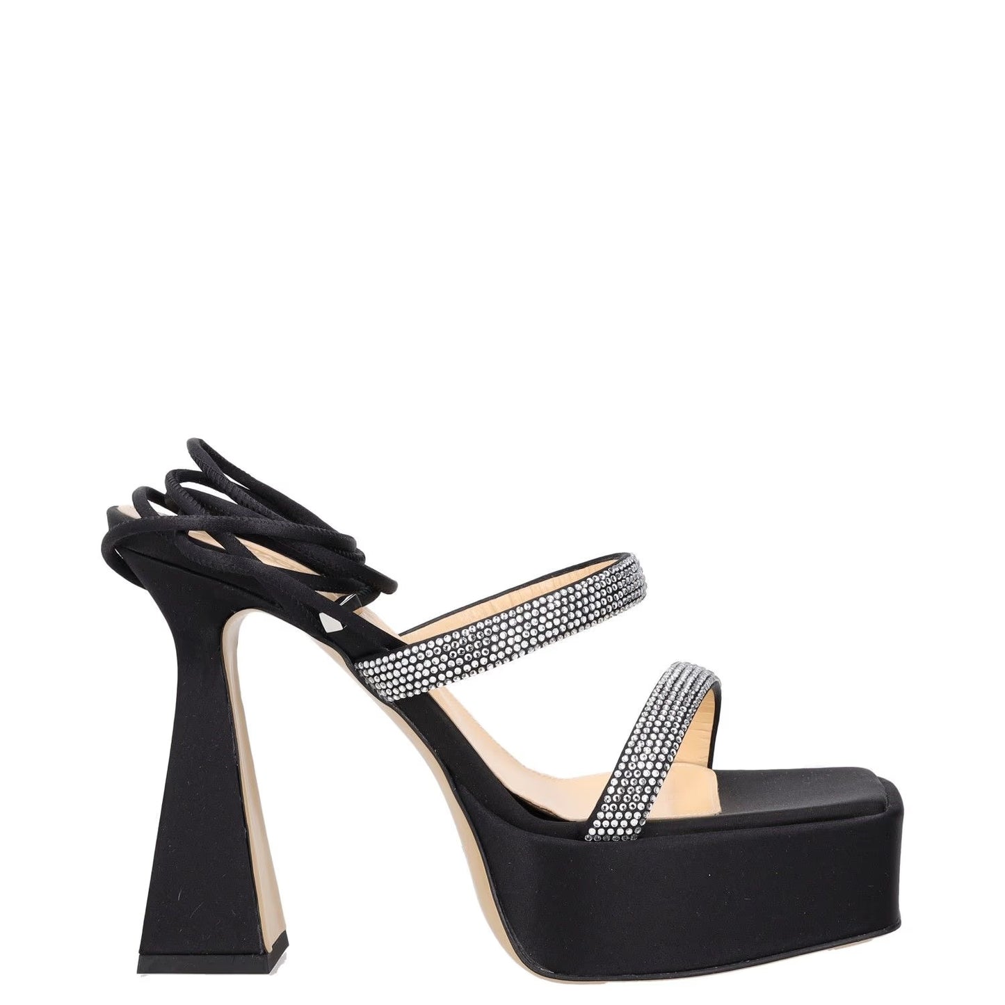 MACH & MACH Womens Platform Heels Black Rhinestone Strappy Open Toe UK 6 RRP 600