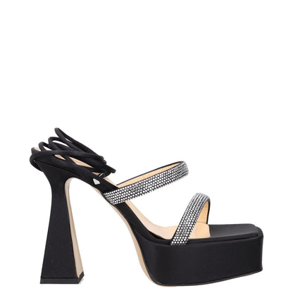 MACH & MACH Womens Platform Heels Black Rhinestone Strappy Open Toe UK 6 RRP 600