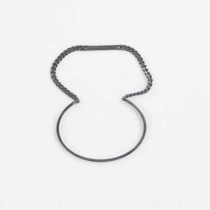 SAINT LAURENT Mens Bangle Plaque Silver Brass Chain Bracelet Hook Size M RRP 320