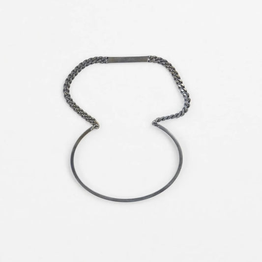SAINT LAURENT Mens Bangle Plaque Silver Brass Chain Bracelet Hook Size M RRP 320
