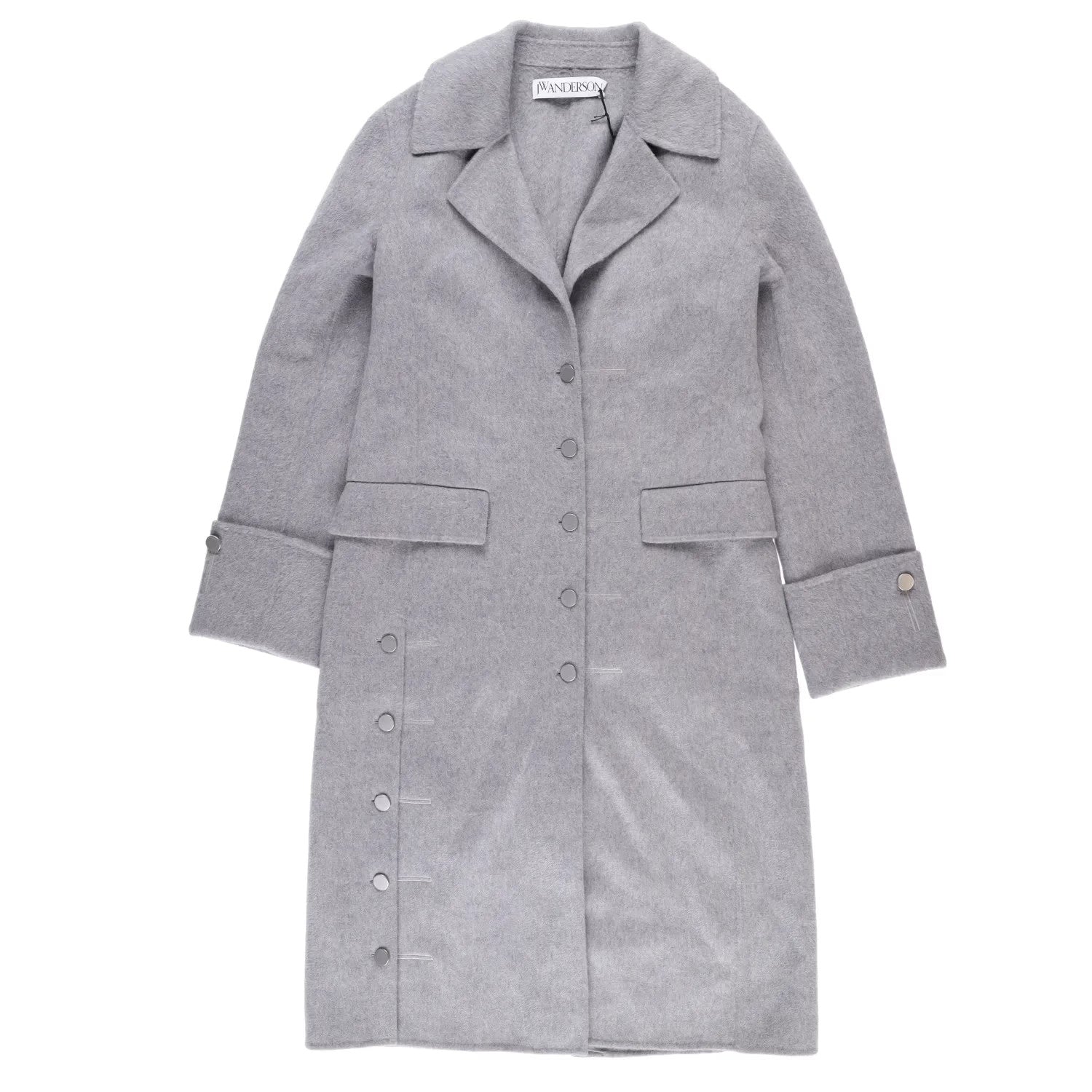 J.W.Anderson Mens Straight Fit Multi Button Grey Wool Blend Overcoat 8 RRP 1210
