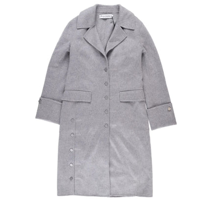 J.W.Anderson Mens Straight Fit Multi Button Grey Wool Blend Overcoat 8 RRP 1210