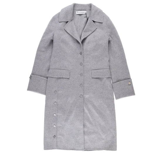 J.W.Anderson Mens Straight Fit Multi Button Grey Wool Blend Overcoat 8 RRP 1210