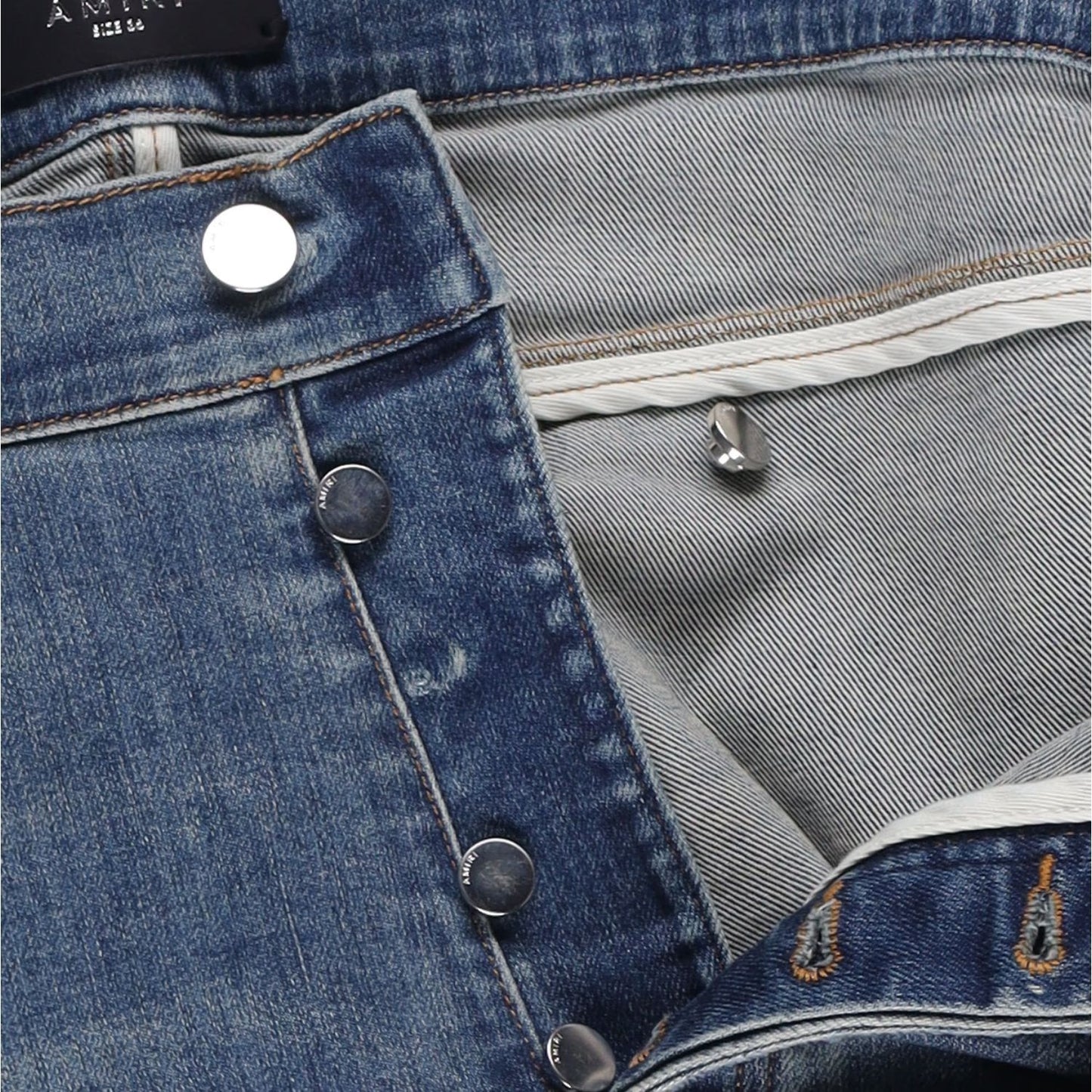 AMIRI Mens Mx1 Skinny Jeans Blue Denim Mid Rise Button Closure Size 36 RRP 1115 — View 3