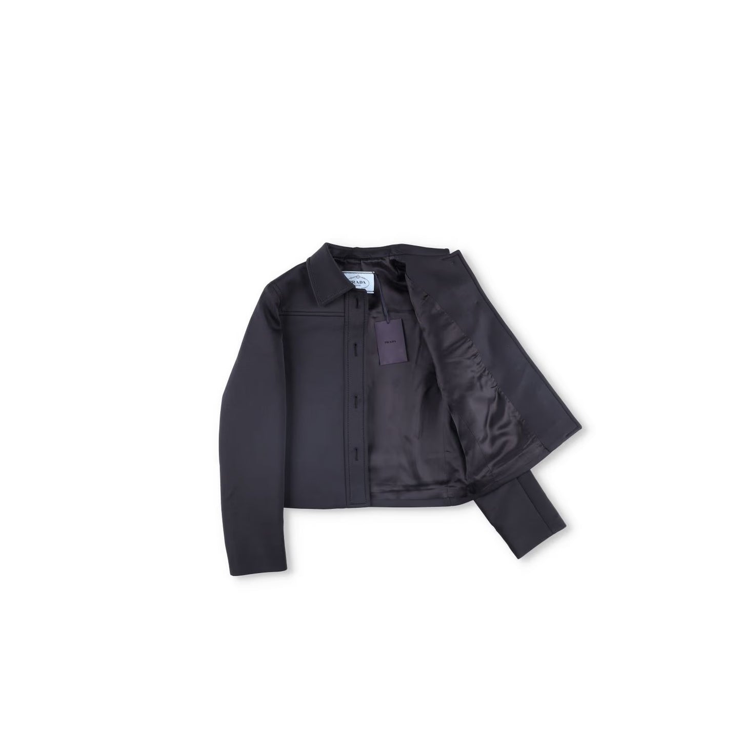 PRADA Womens Black Cropped Jacket Logo Accent Button Closure Size 40 RRP 1700 — View 5