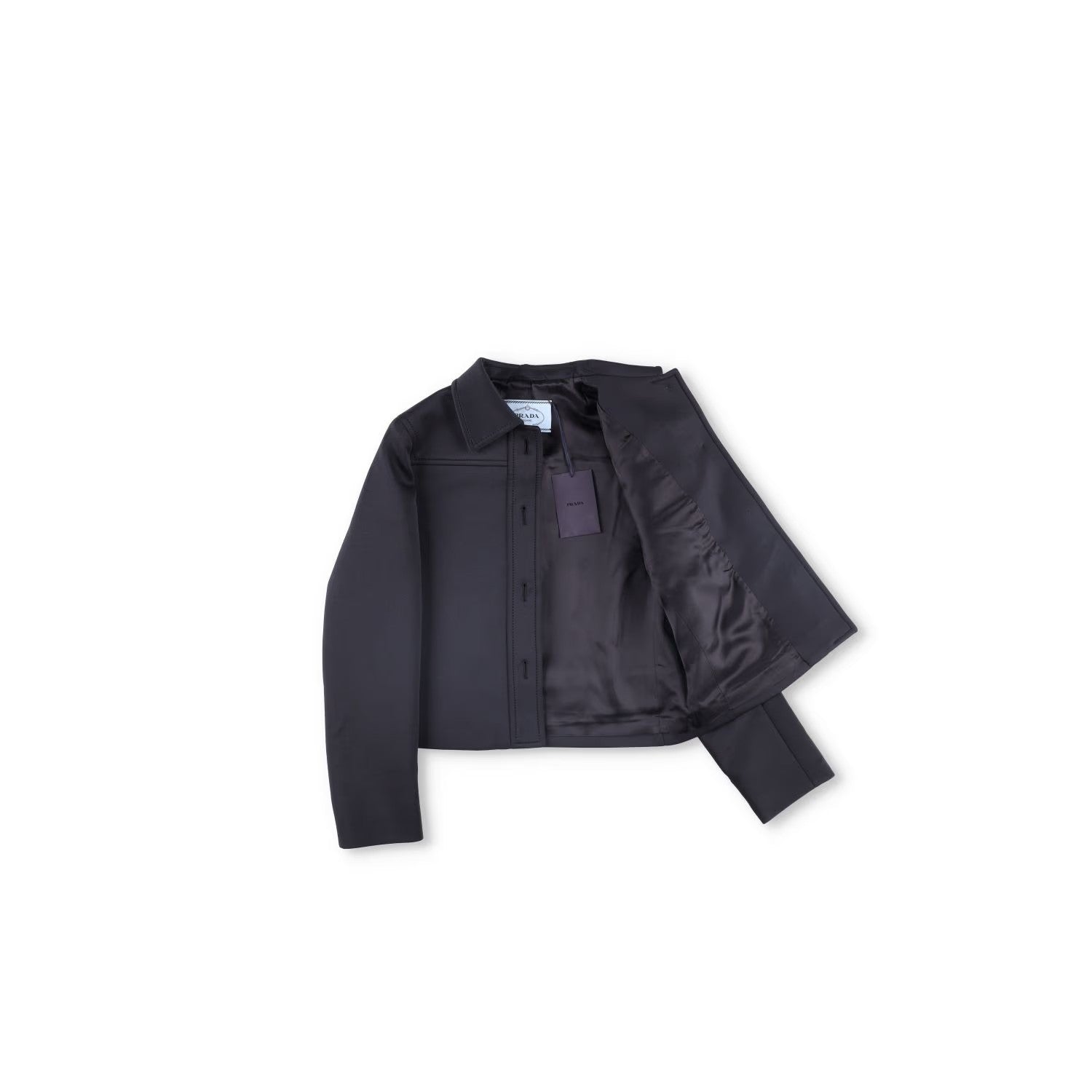 PRADA Womens Black Cropped Jacket Logo Accent Button Closure Size 40 RRP 1700 — View 5