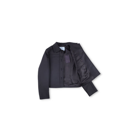 PRADA Womens Black Cropped Jacket Logo Accent Button Closure Size 40 RRP 1700 — View 5