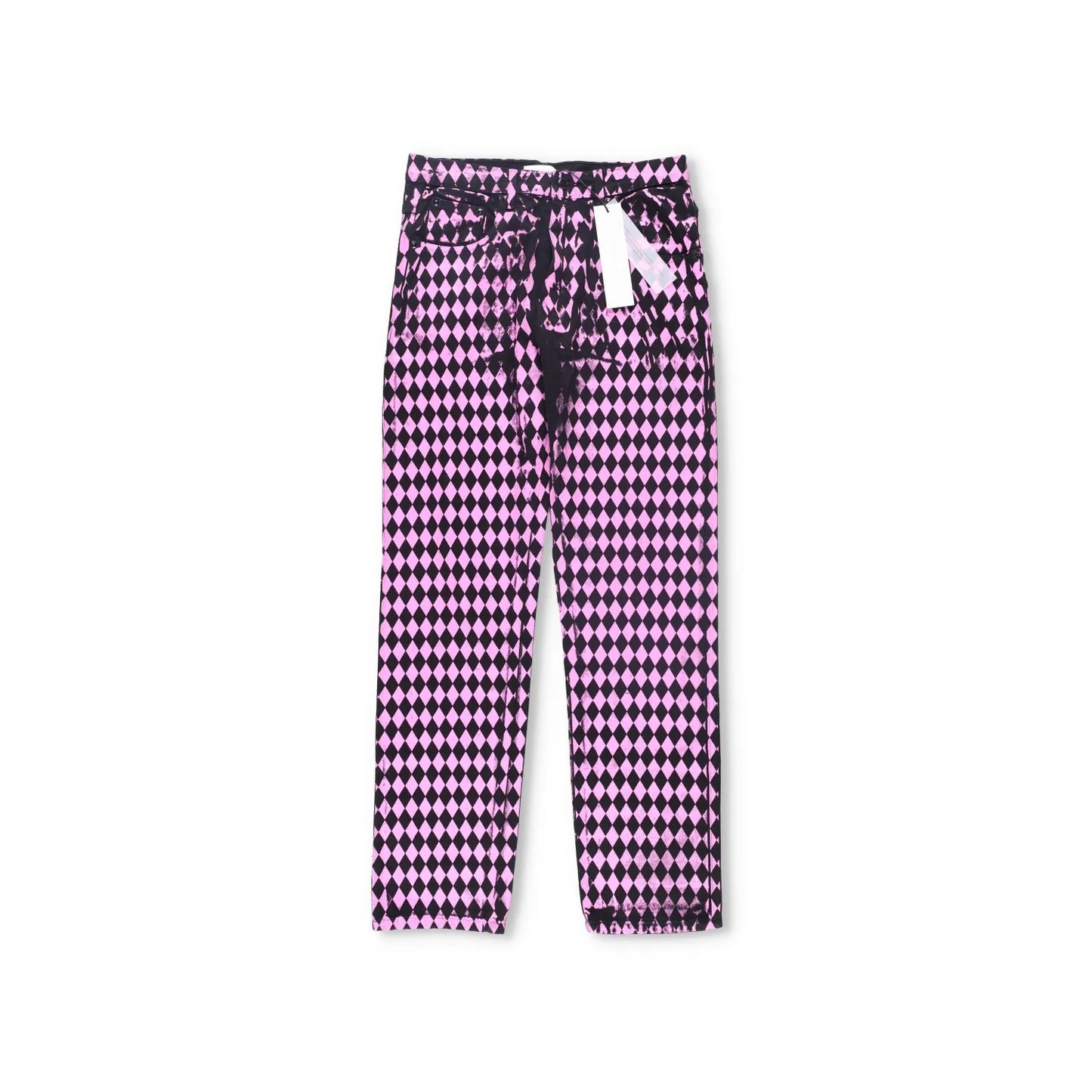 MAXIMILIAN Mens Trousers Diamond Pattern Pink Black Buttoned Size M RRP 300 — View 5