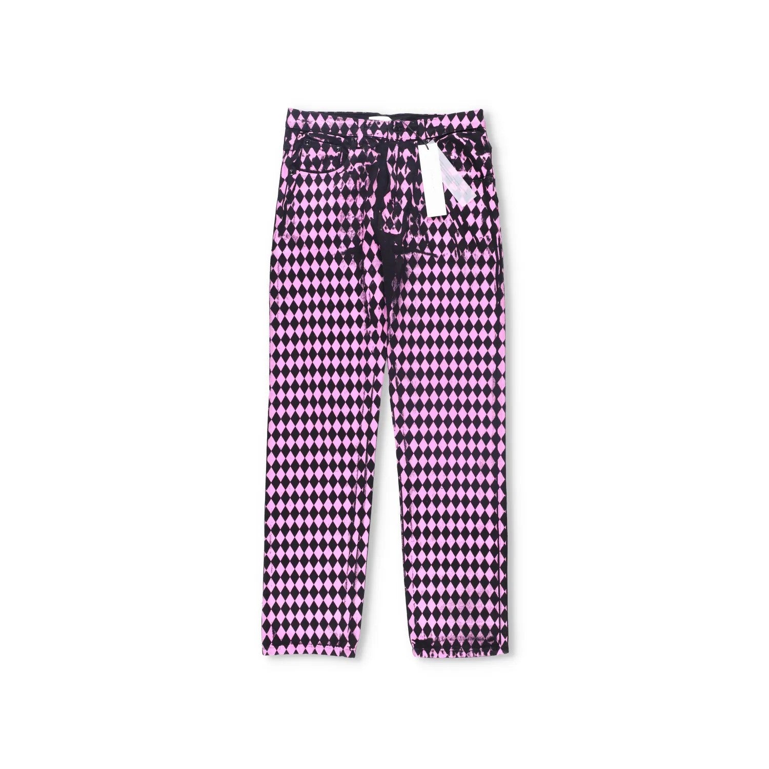 MAXIMILIAN Mens Trousers Diamond Pattern Pink Black Buttoned Size M RRP 300 — View 5