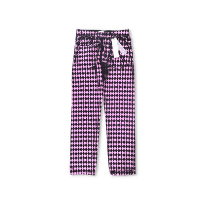 MAXIMILIAN Mens Trousers Diamond Pattern Pink Black Buttoned Size M RRP 300 — View 5