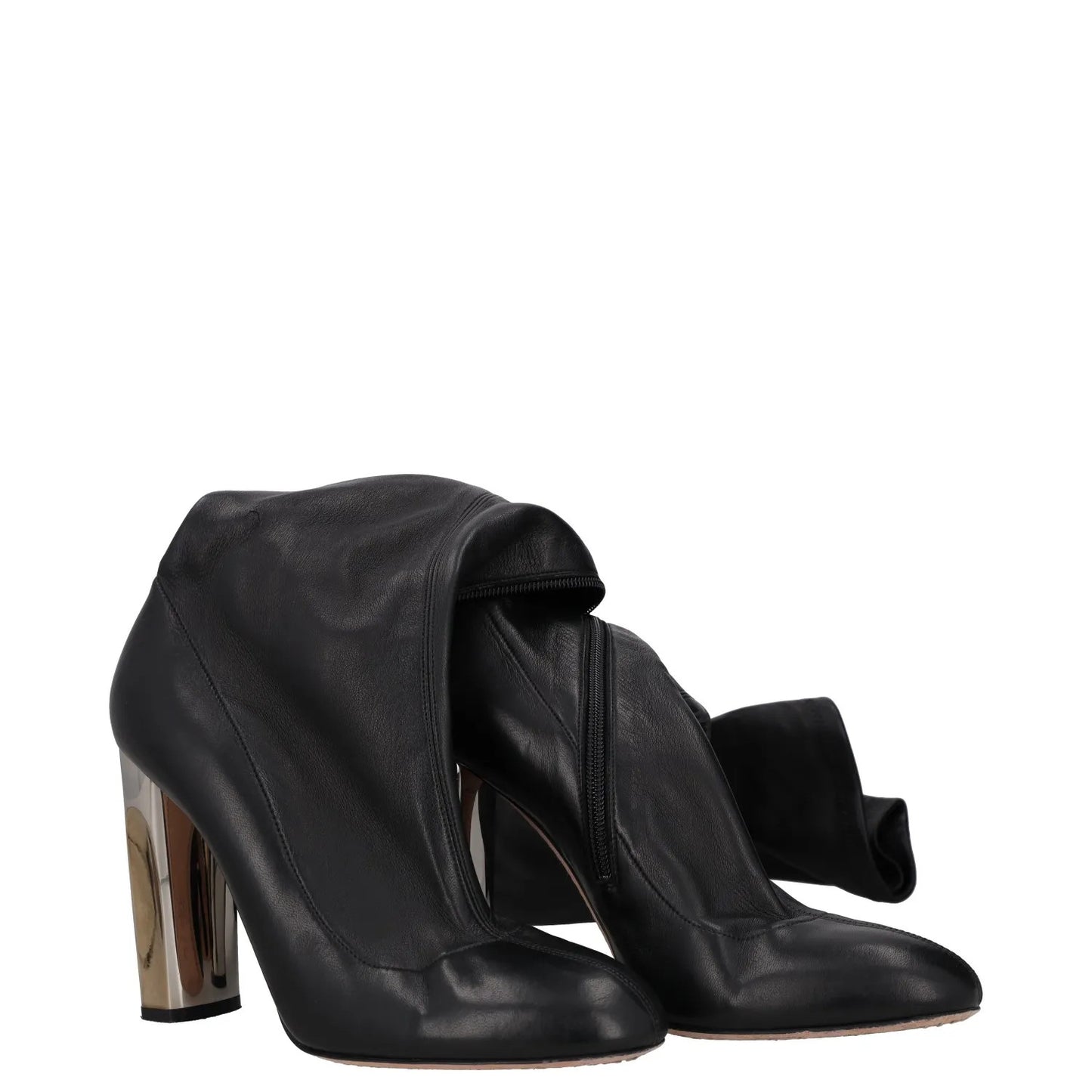 ALEXANDER MCQUEEN Womens Mid Thigh Boots Black Leather Block Heel UK 6 RRP 1975 — View 3