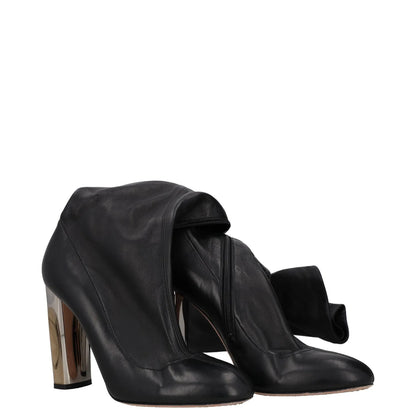 ALEXANDER MCQUEEN Womens Mid Thigh Boots Black Leather Block Heel UK 6 RRP 1975 — View 3