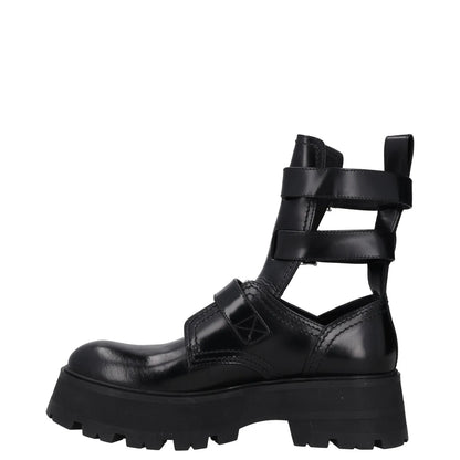 ALEXANDER MCQUEEN Womens Boots Platform Ankle Straps Black Leather UK 8 RRP 450 — View 2