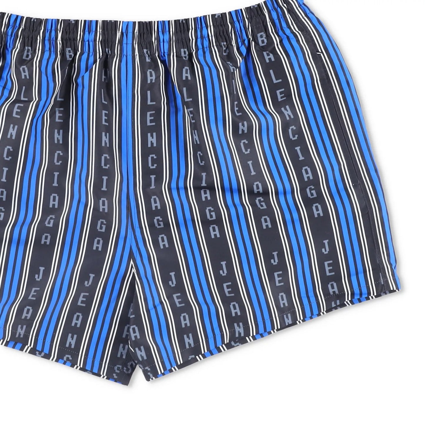 BALENCIAGA Men Swim Shorts Bottoms Striped Black Blue Grey Elastic Size M RRP495 — View 4