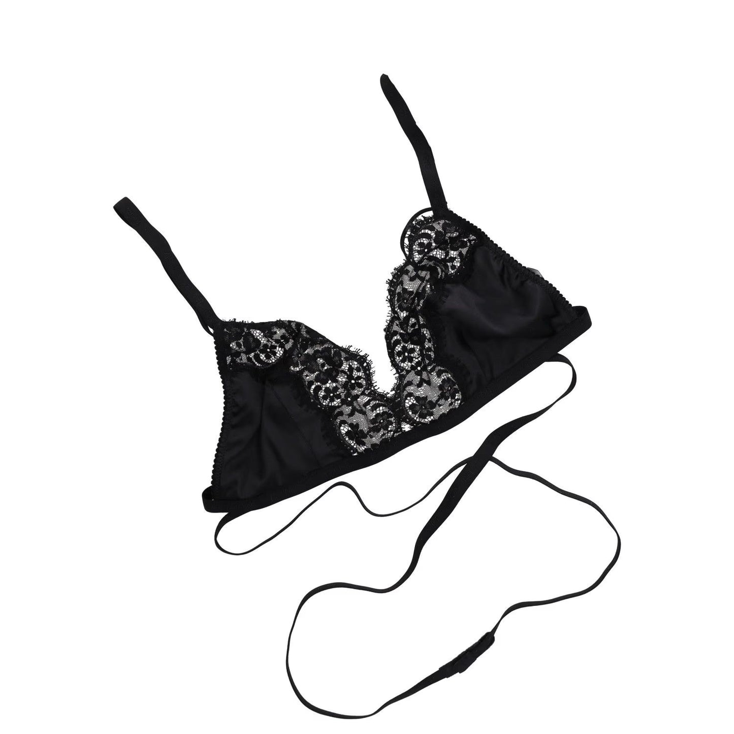 DOLCE & GABBANA Womens Silk Rggsno Bra Bralette Black Lace Size 2XL RRP 233 — View 2
