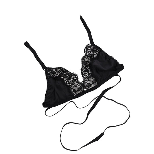 DOLCE & GABBANA Womens Silk Rggsno Bra Bralette Black Lace Size 2XL RRP 233 — View 2