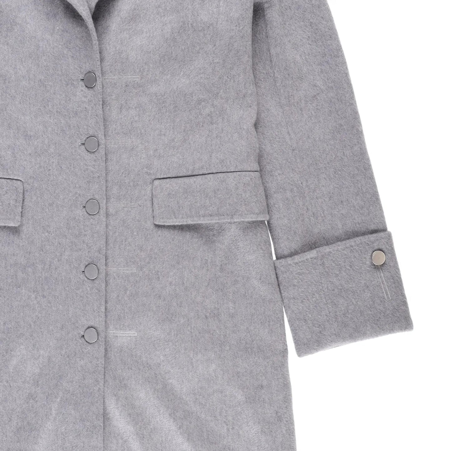 J.W.Anderson Mens Straight Fit Multi Button Grey Wool Blend Overcoat 8 RRP 1210 — View 3