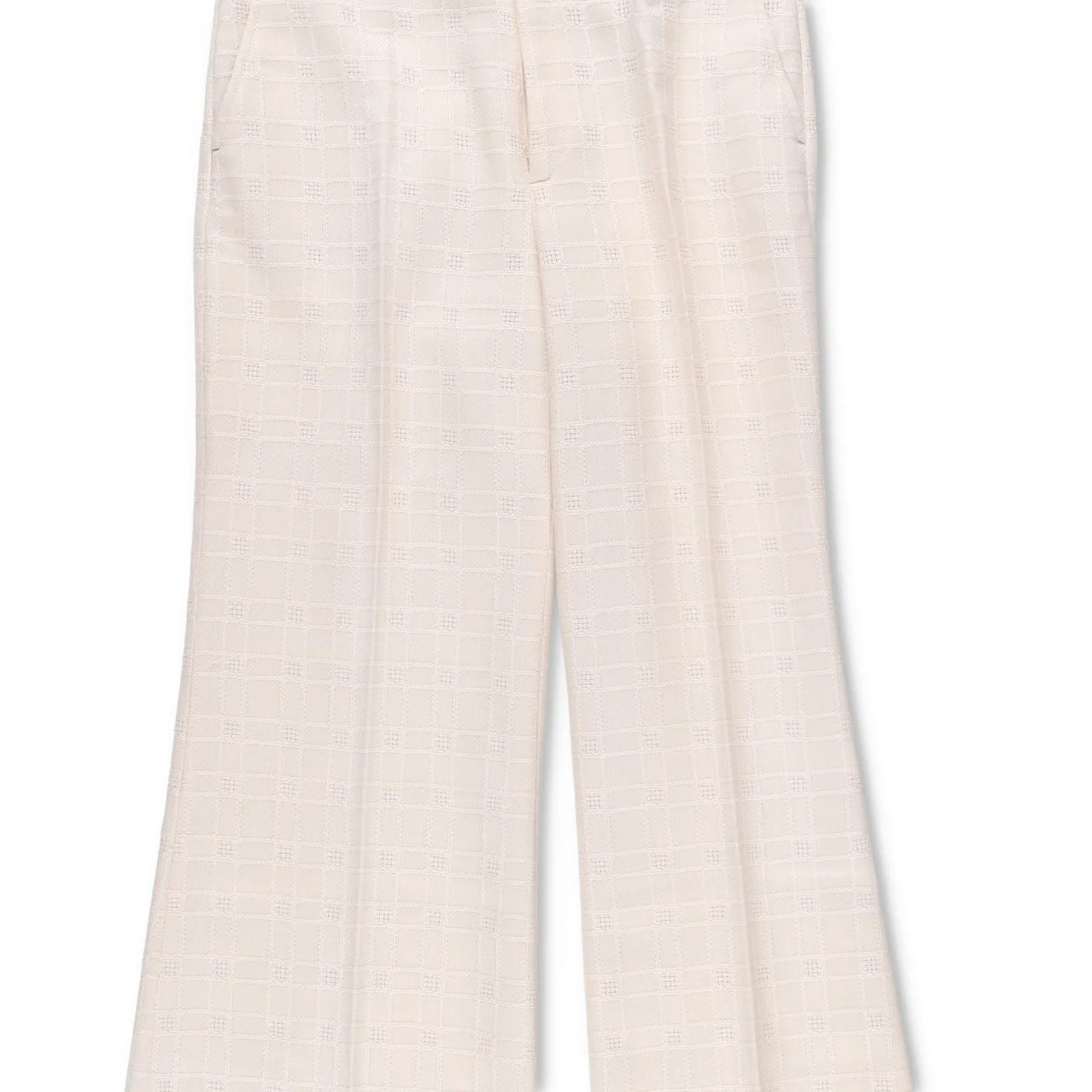 GUCCI Womens Trousers Ivory Cotton Wool Blend Check Flared Leg 40 RRP 550 — View 3