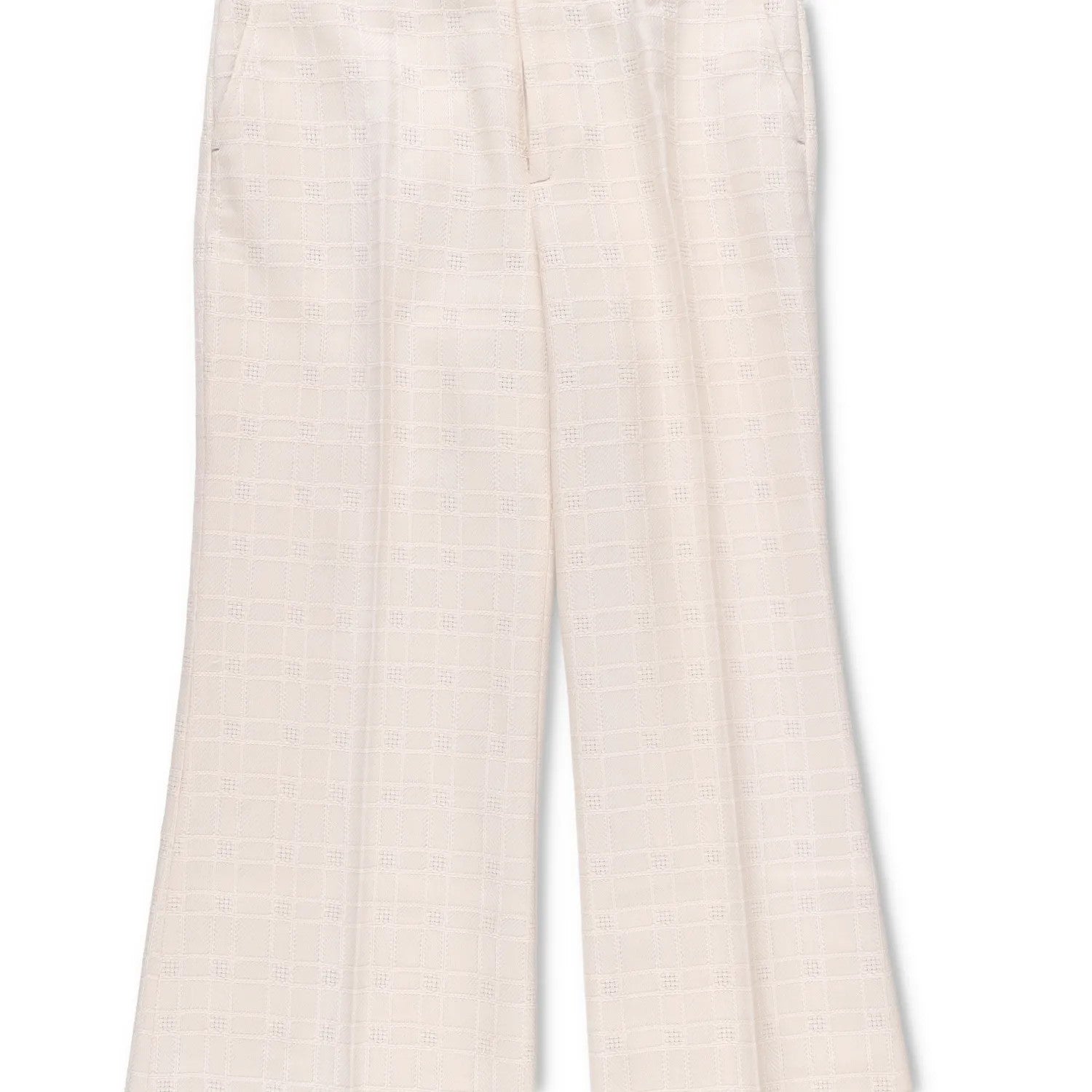 GUCCI Womens Trousers Ivory Cotton Wool Blend Check Flared Leg 40 RRP 550 — View 3